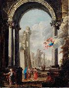 unknow artist, ARCHITECTURAL CAPRICCIO WITH THE HOLY FAMILY